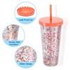 Unique Bargains Acrylic Double Wall Spill-Proof Lid Transparent Sequins Straw Tumbler - 3 of 4