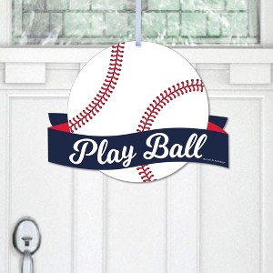 Big Dot of Happiness Batter Up - Baseball - Hanging Porch Baby Shower or Birthday Party Outdoor Decorations - Front Door Decor - 1 Piece Sign - 1 of 4