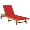 vidaXL Sunlounger Brown (Wood), Red (Cushion) Solid Acacia Wood Large - 2 of 4