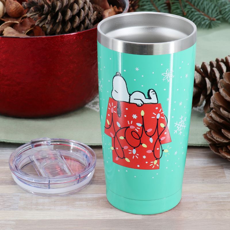 Peanuts Snoopy Light Joy 20 Ounce Stainless Steel Travel Tumbler with Clear Lid in Mint Green, 5 of 6
