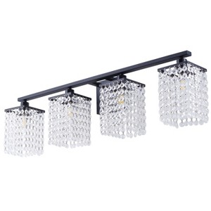 Dewdrop Modern Wall Sconce Vanity Light Crystal Vanity Light Square Crystal Shade Black Metal ETL for Bathroom - 1 of 4