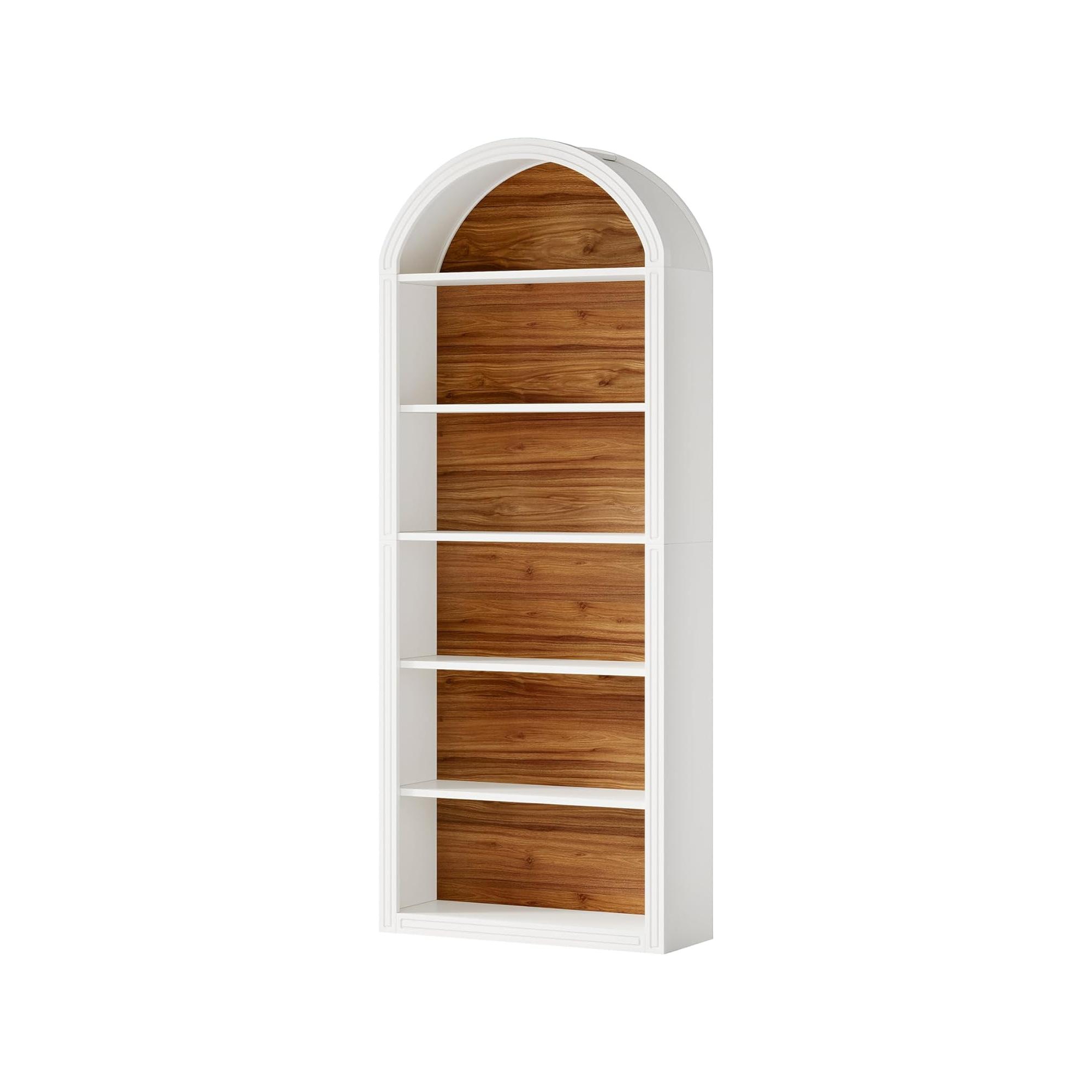 Lantine 6-Tier Arched Bookshelf, 77.16" Tall Bookcase, Floor Standing Open Display Rack Shelving Unit for Living Room, Home Office