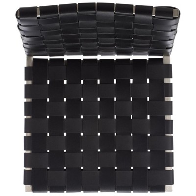 Rayne Black and Silver Woven Leather Dining Chairs, Set of 2