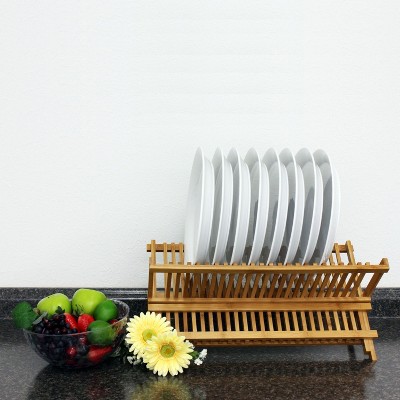 20" Natural Bamboo Foldable Dish Rack