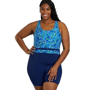 Sporti Plus Size HydroLast Spring Garden Chlorine Resistant Scoop Back Unitard One Piece Swimsuit - 1 of 4