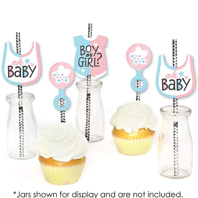 Big Dot of Happiness Baby Gender Reveal - Paper Straw Decor - Team Boy or Girl Party Striped Decorative Straws - Set of 24, 5 of 7