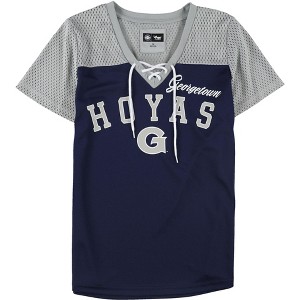 G-III Sports Womens Hoyas Mesh Lace-Up Graphic T-Shirt - 1 of 2