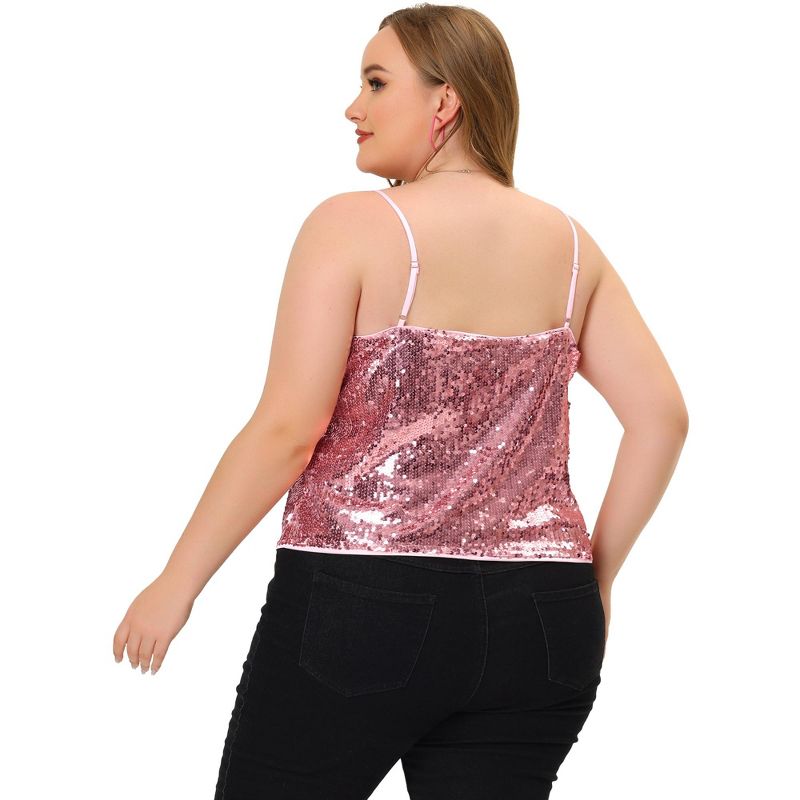 Agnes Orinda Women's Plus Size Sequined Shining Club Party Sparkle Cami Camisoles, 4 of 6