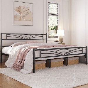 Yaheetech Metal Platform Bed Frame with Cloud-inspired Design Headboard - 1 of 4