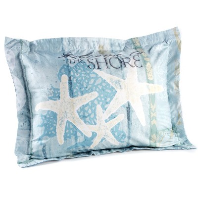Lakeside Coastal Icons Standard Size Pillow Sham - Beach Theme Bedroom Décor