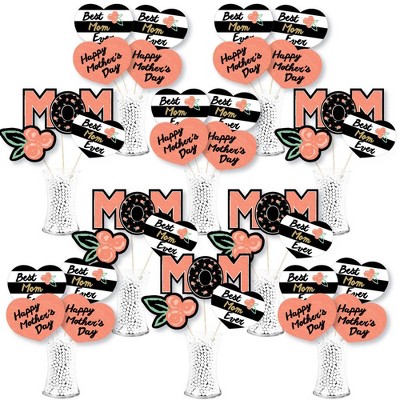 Big Dot of Happiness Best Mom Ever - Mother's Day Party Centerpiece Sticks - Showstopper Table Toppers - 35 Pieces