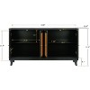 Acekool Rattan Sideboard Buffet Cabinet with 4 Rattan Doors, Adjustable Shelves, Modern Storage Console Table, Blue - 2 of 4