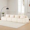 114" U-Shaped Modular Sofa Flannelette 3-Seater Ottoman Buckle No Assembly Cream - 2 of 4
