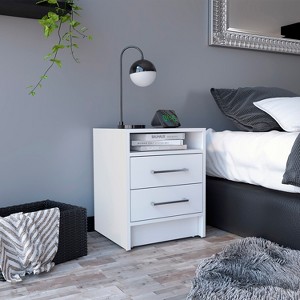 NicBex 2 Drawers Nightstand with Metal Handles,Bedside Table with Top Shelf,Modern Side Table for Bedroom - 1 of 4