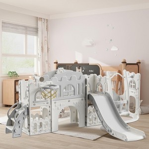 10 in 1 Toddler Slide Set,Kids Slide for Toddlers,Toddler Climber Slide PlaySet with Basketball Hoop,Outdoor Indoor Playground for Toddlers Upgraded - 1 of 4