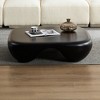 39" Fiberglass Modern Coffee Table with Faux Travertine Texture and Circular Base for Living Room and Office - 4 of 4