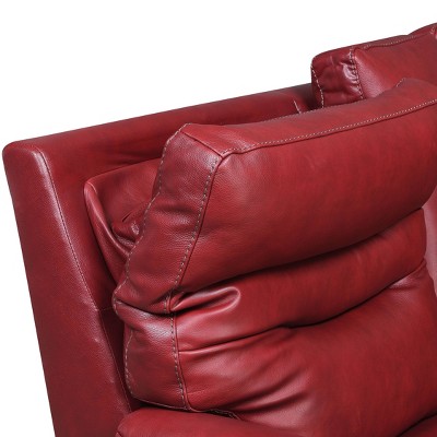 Fortuna Dark Red Faux Leather Power Recliner Sofa