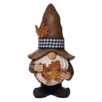 Transpac Resin 9 in. Green Harvest Farmer Gnome Figurine