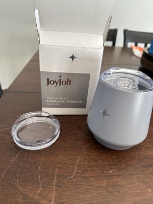 JoyJolt 12oz Vacuum Insulated Stemless Wine Tumbler with Lid ,Grey