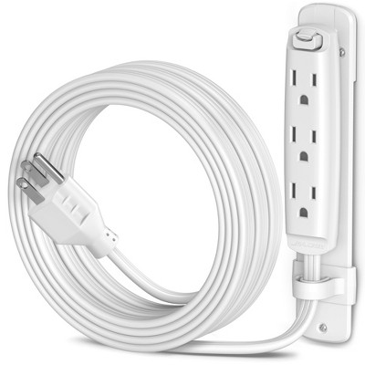 Maximm Straight Plug Extension Cord Multi 3-Outlet Power Cord with Mounting Bracket, Grounded 16 AWG UL Certified