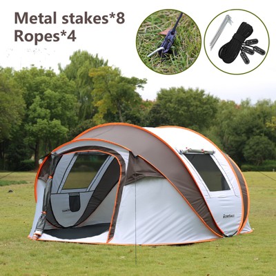 EchoSmile 8-Person White and Brown Pop Up Camping Tent