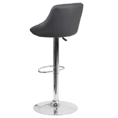 Contemporary Gray Vinyl Adjustable Swivel Barstool with Chrome Base