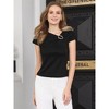 INSPIRE CHIC Women's Asymmetric Neck Cap Sleeve Metal Buckle Knit Blouse - 2 of 4