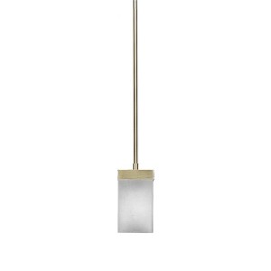 Toltec Lighting Nouvelle 1 - Light Pendant in  New Aged Brass with 4" Square White Muslin Shade - 1 of 1