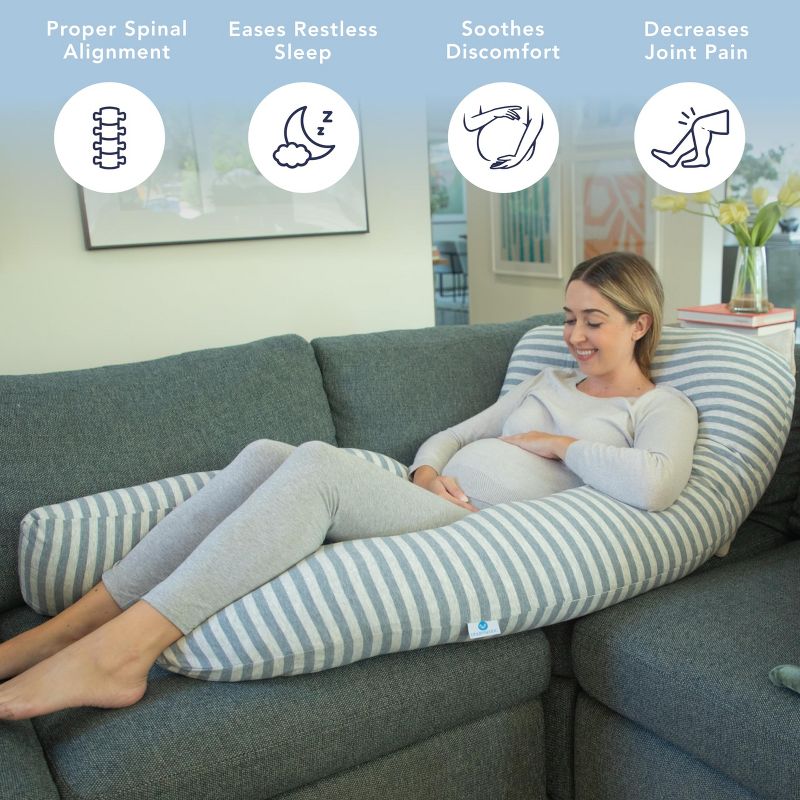 PharMeDoc Pregnancy Pillows U-Shape Full Body Maternity Pillow, Jersey Cover, 2 of 8