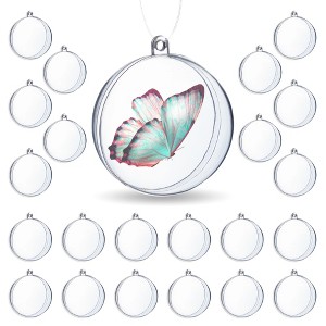 Okuna Outpost 24 Pack Clear Plastic Ornaments for DIY Arts and Crafts, Fillable Decorations, 3.15 in - 1 of 4