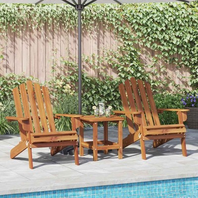 Garden Chair Set of 2 Natural Solid Acacia wood Standard vidaXL