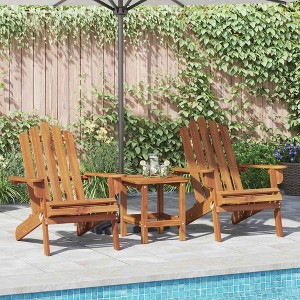 Garden Chair Set of 2 Natural Solid Acacia wood Standard vidaXL - 1 of 4