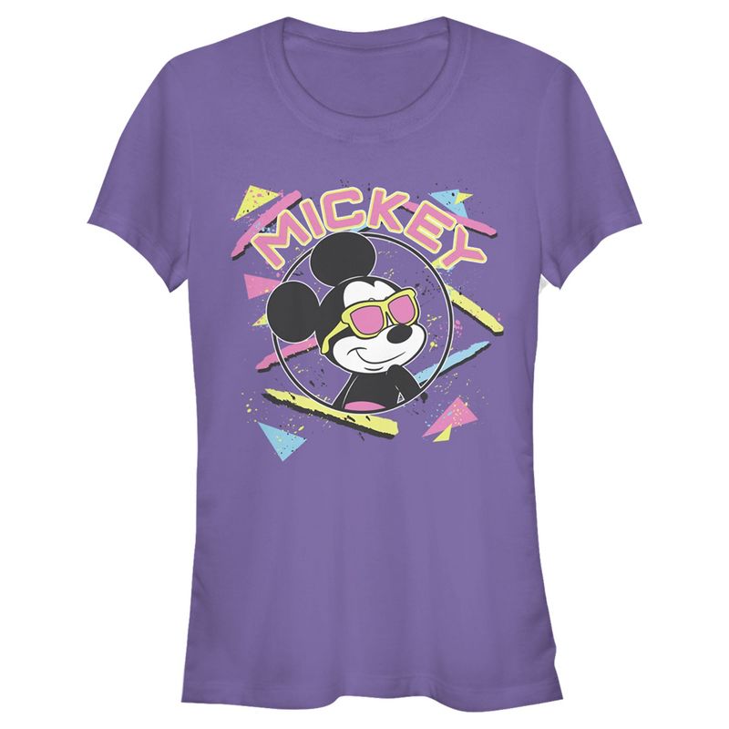 Juniors Womens Mickey & Friends 90s Sunglasses Mickey T-Shirt, 1 of 5