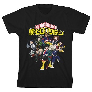 My Hero Academia Characters Youth Black Short Sleeve Crew Neck Tee - 1 of 3