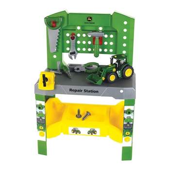 Theo Klein John Deere Premium Realistic Creative Imaginative Play Kids Toy Repair Station with Extra Tools and Accessories for Ages 3 and Up