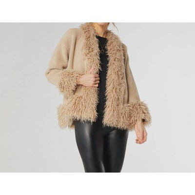 Women's Marley Shaggy Fur Trim Cardigan - COCO + CARMEN