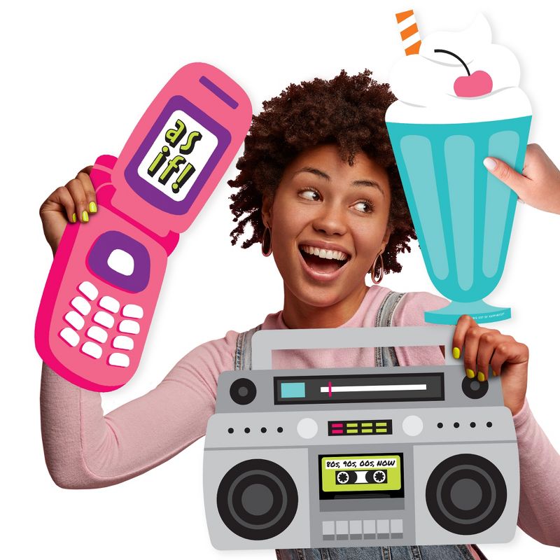 Big Dot of Happiness Through the Decades - Milkshake, Flip Phone, and Boom Box Decorations - 50s, 60s, 70s, 80s, & 90s Party Large Photo Props - 3 Pc, 1 of 6