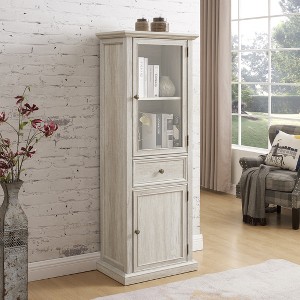 ORRD Modern Glass Door Storage Cabinet | Tall Freestanding Sideboard with Drawer & Shelves for Living Room, Kitchen, Office - 1 of 4