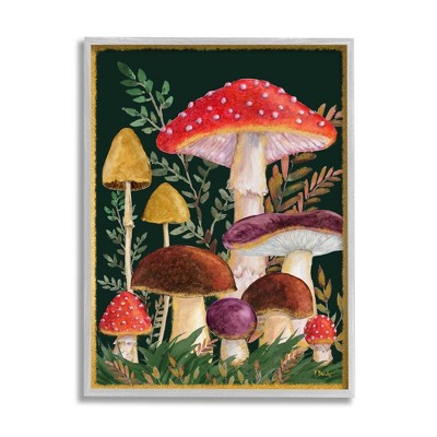 Stupell Industries Woodland Mushrooms Nature Framed Giclee Art