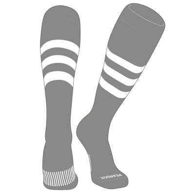 PEAR SOX Striped OTC Baseball, Softball, Football Socks (A) Silver, White