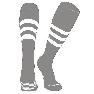 PEAR SOX Striped OTC Baseball, Softball, Football Socks (A) Silver, White - 1 of 3