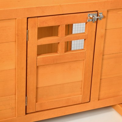 Extra Large Orange Wooden Chicken Coop with Run and Tray
