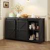 Farmhouse Sideboard Buffet with Sliding Barn Doors, Power Outlet & Drawers, 55.1" Storage Cabinet for Kitchen Dining Room-3irtyhousy - 2 of 4