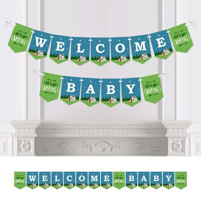 Big Dot of Happiness Happy Camper - Camping Baby Shower Bunting Banner - Party Decorations - Welcome Baby