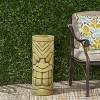 Stone Statue Urn Planter, Decorative Face Plant Pot with Drainage, Antique Green Cast Stone Outdoor Planter-- Frevyn - 2 of 4