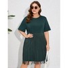 Whizmax Women's Plus Size Fringe Trim Half Sleeve Round Neck Tee Top Long Tassel T Shirt - 4 of 4