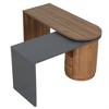 CAVINAS Home Office Desk Modern L-Shaped Writing Desk with Grid Panel, 4 Storage Drawers, Bookshelf for Office - 3 of 4