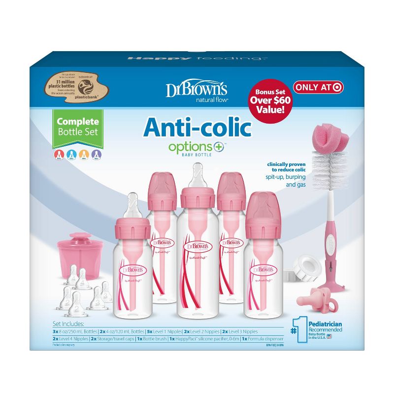 Dr. Brown&#39;s Anti-Colic Options+ Narrow Baby Bottle Newborn Gift Set - 0-6m - Pink, 3 of 27