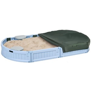 Outsunny Kids Outdoor Round Sandbox with Cover - 1 of 4