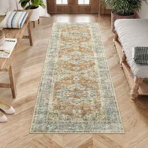 Large Area Rug Rugs for Living Room Non Slip Vintage Washable Rug Ultra-Thin Indoor Retro Medallion Accent Carpet Low Pile Foldable Floor Mat - 1 of 4